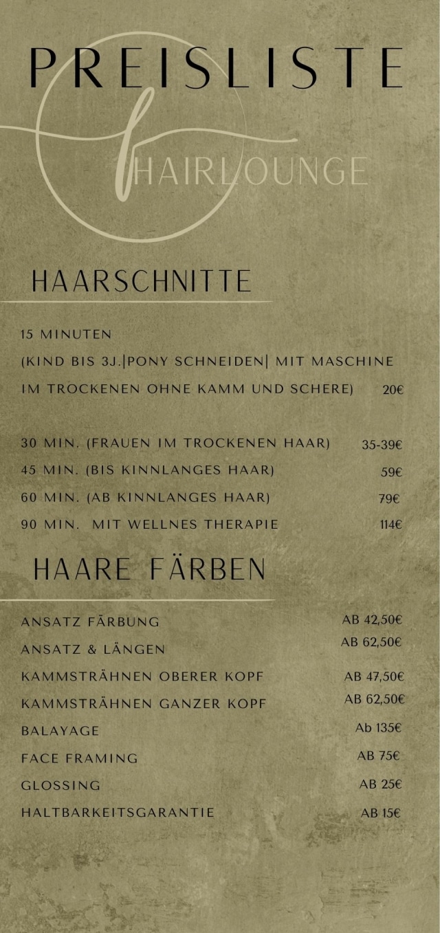 Preisliste - Friseur Herxheim - FG HAIRLOUNGE